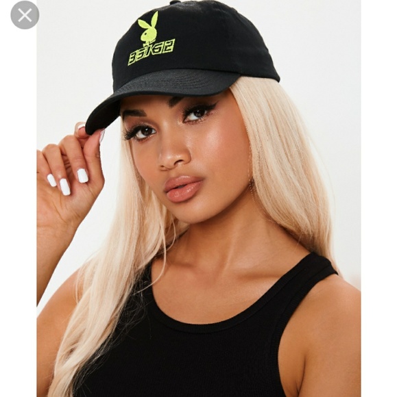 Playboy X Missguided Hat Black Neon New 